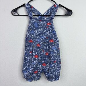 John Lewis Romper Girls 18-24M Blue‎ Abstract Floral Playful Whimsical Shortall